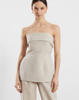 Lia Linen Top - Beige
