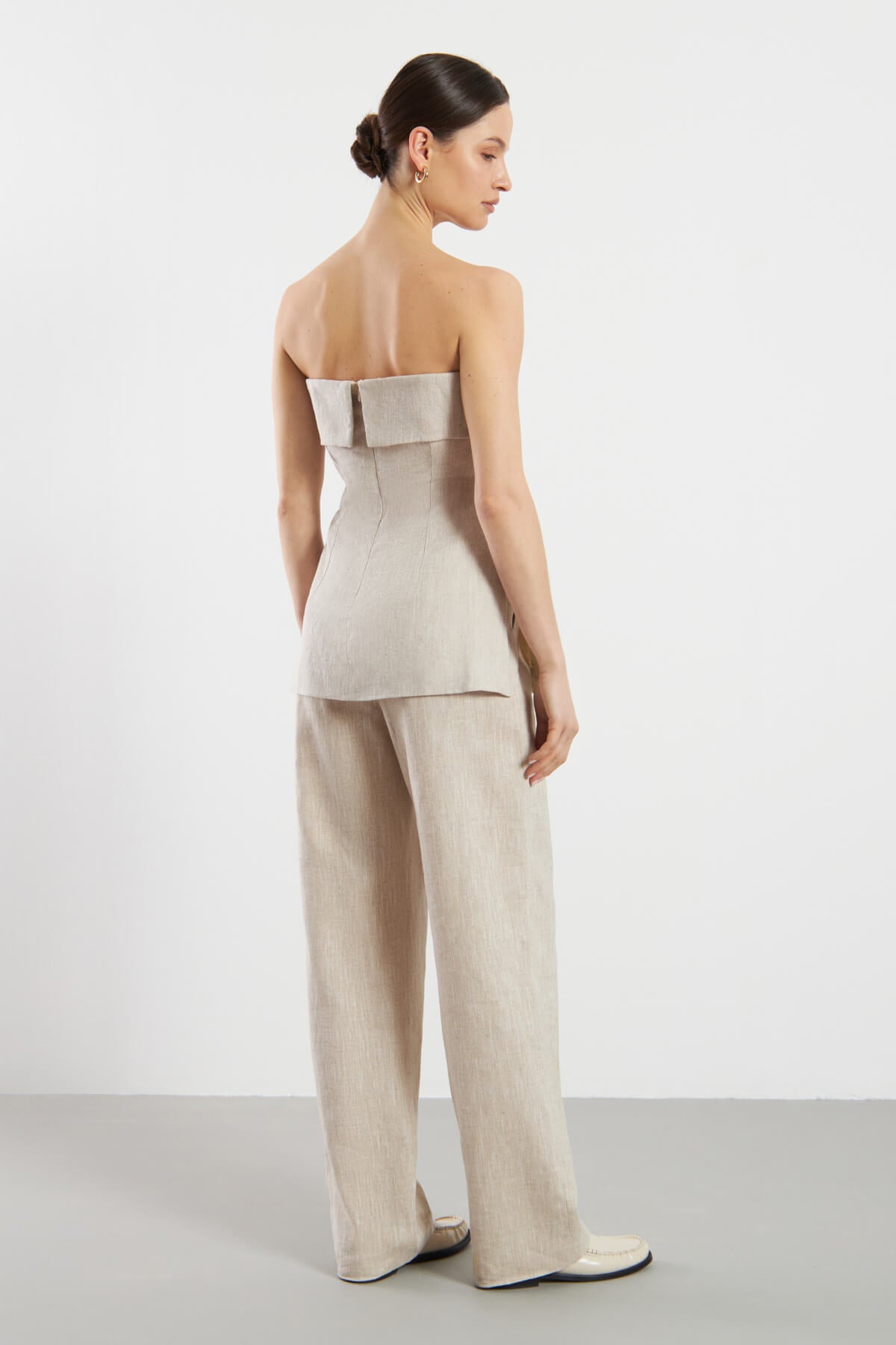 Lia Linen Top - Beige